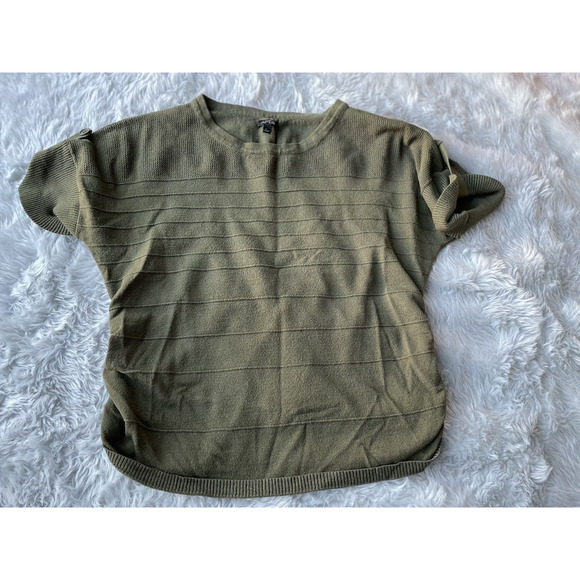 Apt. 9 Lightweight Sweater Womens L Green Short Sleeve Ruching Knit Stretch Work - Picture 1 of 8